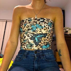 Butterfly / Cheetah print Tube Top